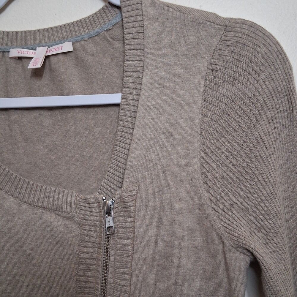 Victoria's Secret Knit Zip Sweater Cotton Cashmere Small Diagonal - Picture 10 of 12